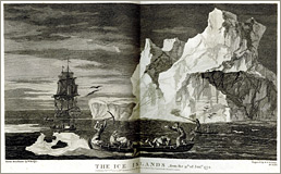 The Ice Islands in James Cook's voyage.